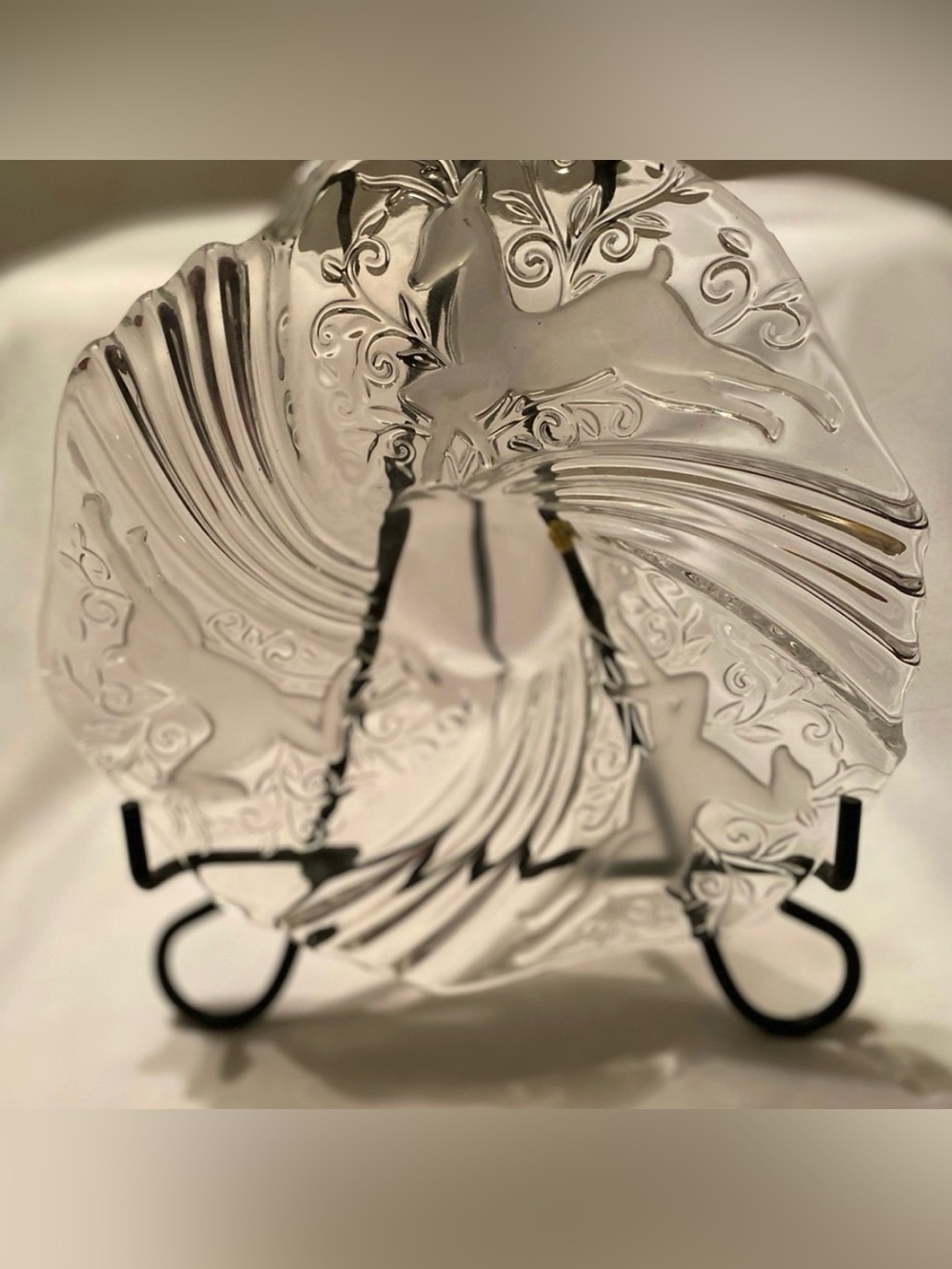 Mikasa Christmas Medley 9" Candy Dish Clear Crystal Frosted Swirled Candy Dish
